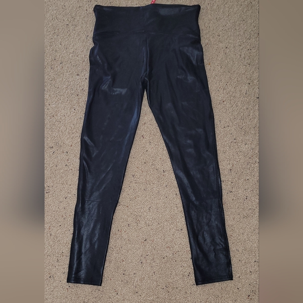 SPANX Faux Leather Look High-Waist Leggings in Black